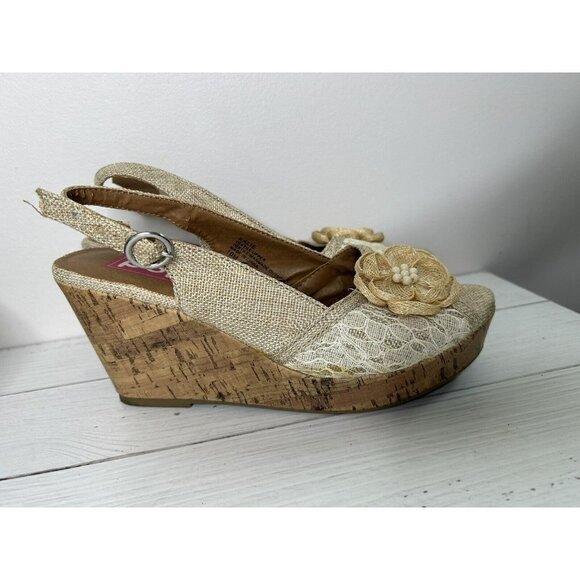 Pop Kalie Brown Floral cork wedge sandal shoes y2k Size 10M - Picture 2 of 15